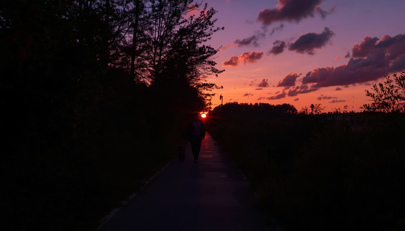 Evening sunset walk illustration by Movementaenergyi